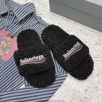 Balenciaga Furry Slide Sandal in black