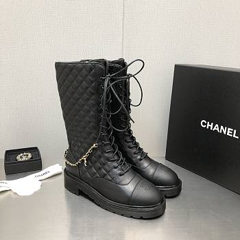 Chanel Grained Calfskin Lace-Ups Boots