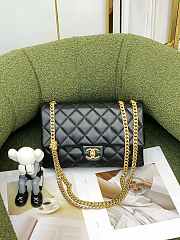 Chanel Flap Bag Lambskin Gold Black 25x16x10cm - 1