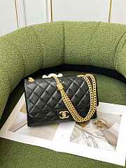 Chanel Flap Bag Lambskin Gold Black 25x16x10cm - 3