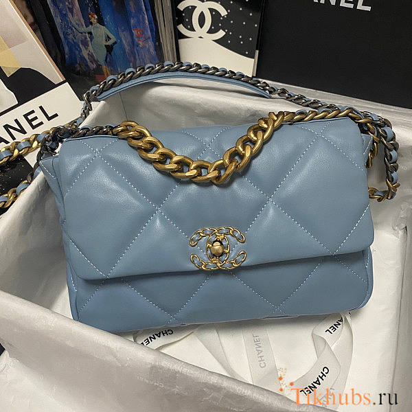 Chanel 19 Large Flap Bag Blue 30x20x10cm - 1