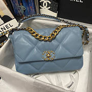 Chanel 19 Large Flap Bag Blue 30x20x10cm - 1