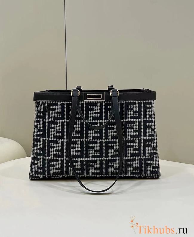 Fendi X - Tote Grey Houndstooth Wool Shopper 41x29.5x16cm  - 1