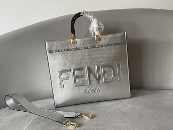 Fendi Sunshine Medium Silver Laminated Leather 35x17x31cm