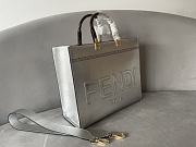 Fendi Sunshine Medium Silver Laminated Leather 35x17x31cm - 4