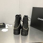 Chanel Chain Plain Leather Black Boot - 6