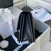Chanel Flap Bag With Top Handle Calfskin Black 25x15x8cm - 6