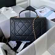 Chanel Flap Bag With Top Handle Calfskin Black 25x15x8cm - 5