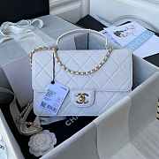 Chanel Flap Bag With Top Handle Calfskin White 25x15x8cm - 1