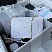 Chanel Flap Bag With Top Handle Calfskin White 25x15x8cm - 4