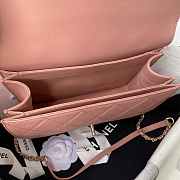 Chanel Flap Bag With Top Handle Calfskin Pink 25x15x8cm - 6