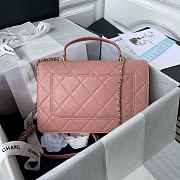 Chanel Flap Bag With Top Handle Calfskin Pink 25x15x8cm - 3