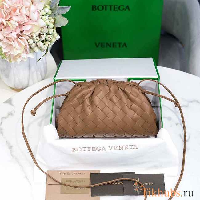 Bottega Veneta Mini Pouch Intrecciato Leather Clutch Brown 22x13x5cm - 1