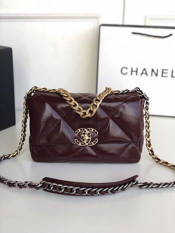 Chanel 19 Flap Bag Wine 26x16x9cm