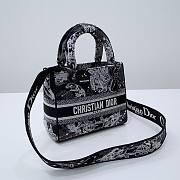 Dior Lady D-lite Black Toile Zodiac 24 x 20 x 11 cm  - 6