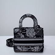 Dior Lady D-lite Black Toile Zodiac 24 x 20 x 11 cm  - 5