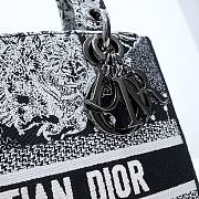 Dior Lady D-lite Black Toile Zodiac 24 x 20 x 11 cm  - 3