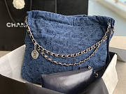 Chanel 22 Handbag Blue Denim 38 × 42 × 8 cm - 3