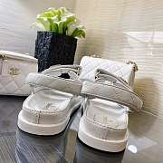 Chanel Black Caviar Leather DAD White sandals - 2
