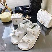 Chanel Black Caviar Leather DAD White sandals - 5