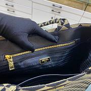 Prada Large Symbole Jacquard Fabric Handbag Black Beige 39x31x11cm - 5