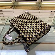 Prada Large Symbole Jacquard Fabric Handbag Black Beige 39x31x11cm - 3