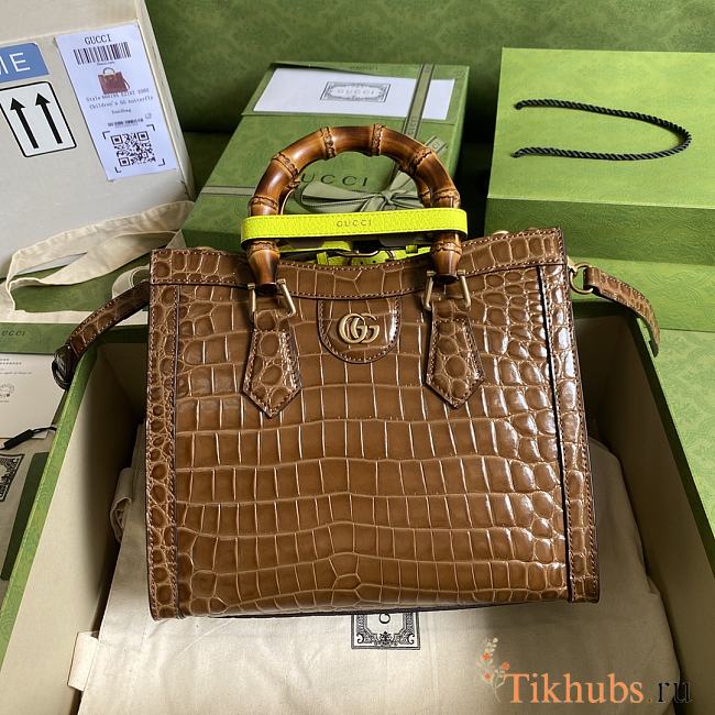 Gucci Diana Small Crocodile Brown Tote Bag 27x24x11cm - 1