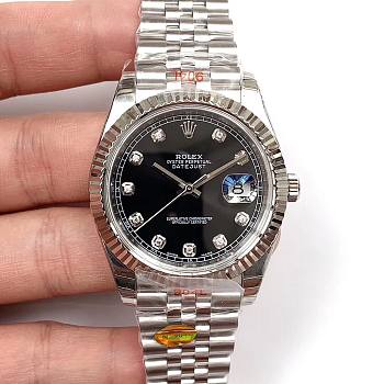 Rolex Datejust Stainless Steel Bracelet Jet Black Dial