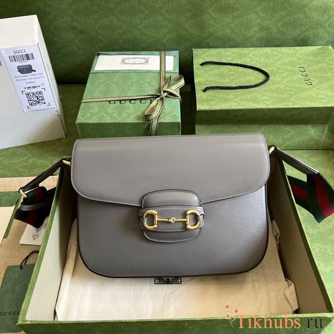 Gucci Horsebit 1955 Shoulder Bag Grey 31x20x7.5cm - 1