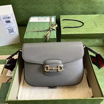 Gucci Horsebit 1955 Shoulder Bag Grey 31x20x7.5cm