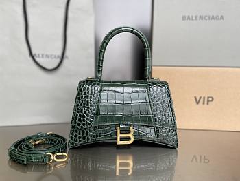 Balenciaga Hourglass Crocodile Green 23x10x24cm