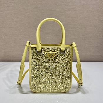 Prada Small Satin Tote Bag With Crystals Yellow 15x17.5x5cm
