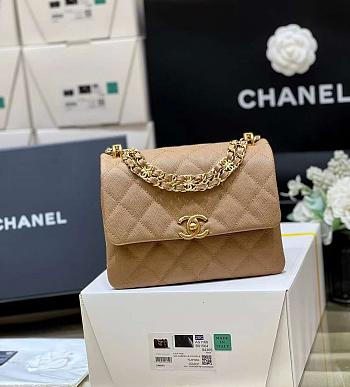 Chanel 22K Coco First Flap Bag Cavier Beige 20cm