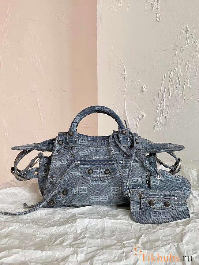 Balenciaga Neo Cagole XS BB Monogram Bleached Denim 26x18x13cm - 1