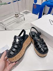 Prada Rubber Wedge Platform Black Sandals - 2