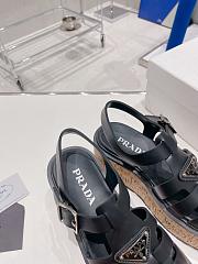 Prada Rubber Wedge Platform Black Sandals - 3