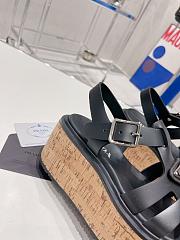 Prada Rubber Wedge Platform Black Sandals - 4