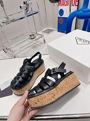 Prada Rubber Wedge Platform Black Sandals - 6