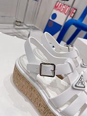 Prada Rubber Wedge Platform White Sandals - 3