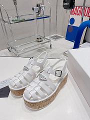 Prada Rubber Wedge Platform White Sandals - 4