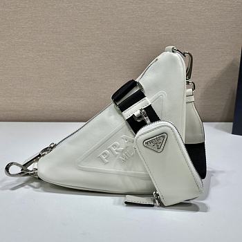 Prada Triangle Leather White Shoulder Bag 26x14x12cm