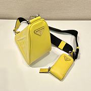 Prada Triangle Leather Yellow Shoulder Bag 26x14x12cm - 6