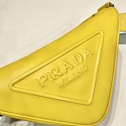 Prada Triangle Leather Yellow Shoulder Bag 26x14x12cm - 4