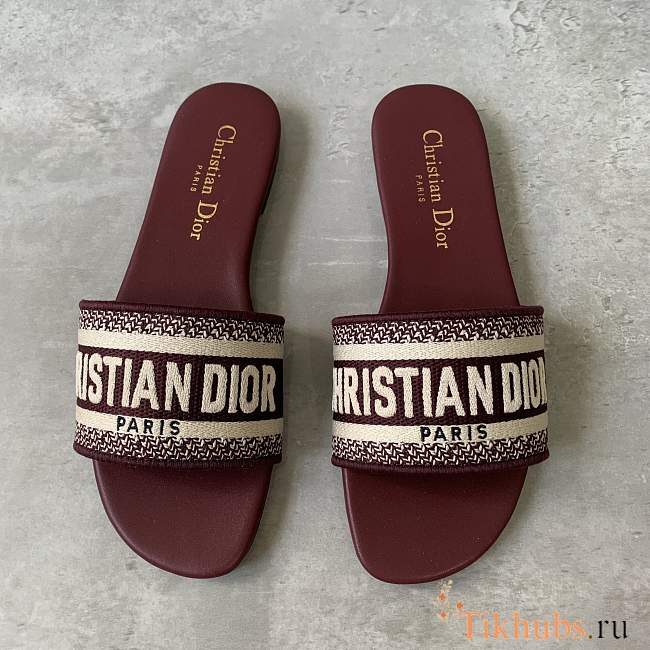 Dway Slide Burgundy Embroidered Cotton - 1