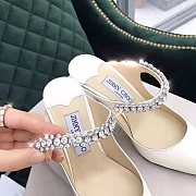 Jimmy Choo White Patent Leather Crystal Strap 10cm - 4