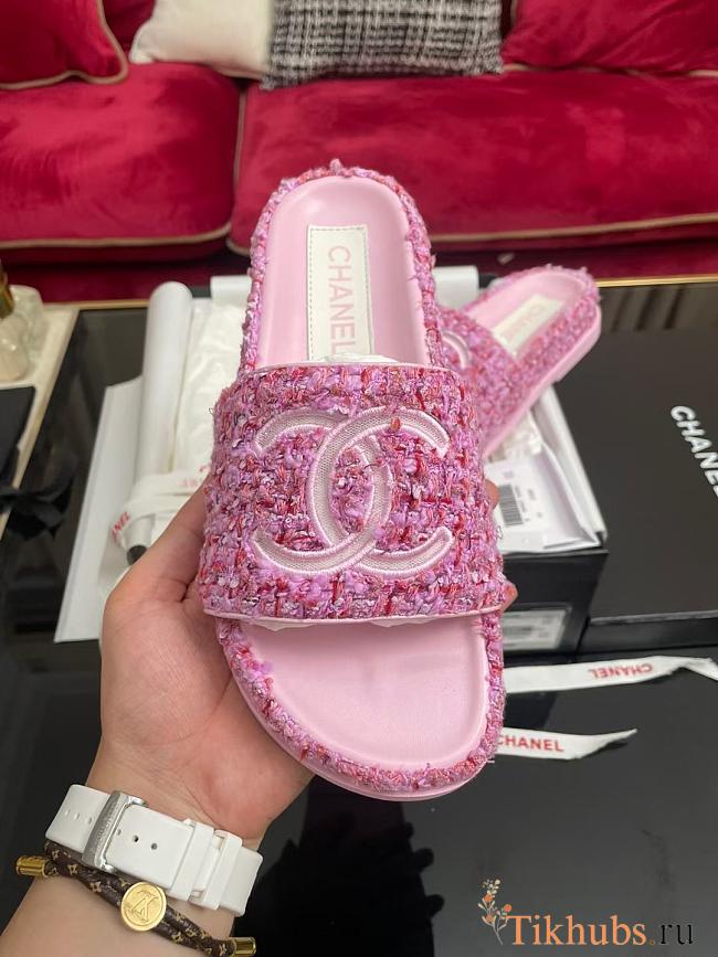Chanel Sandals Pink Tweed - 1