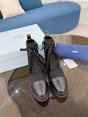 Prada Brushed Leather And Nylon Laced Booties - 4