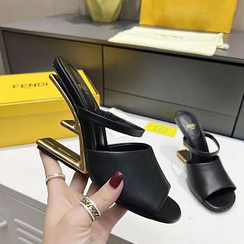 Fendi First Black Leather High-Heeled Sandals