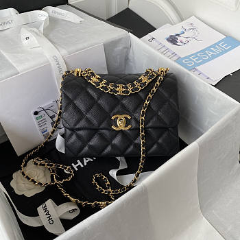 Chanel 22K Coco First Flap Bag Cavier Black 20cm