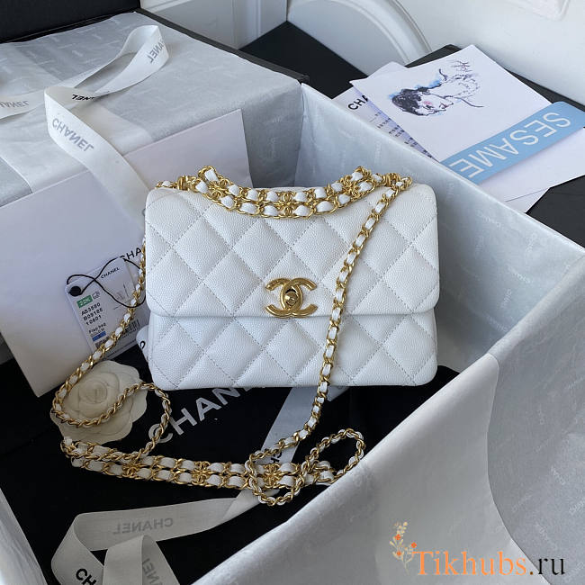 Chanel 22K Coco First Flap Bag Cavier White 20cm - 1